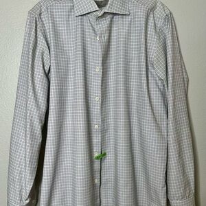 Canali Light Gray Plaid Dress Shirt